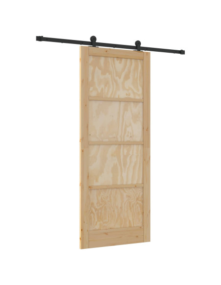 Porta scorrevole Naturale e Nero 86 x 211 cm