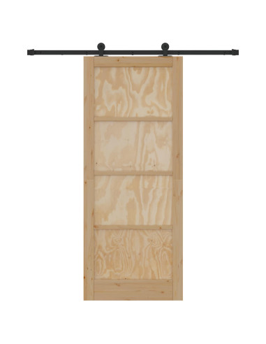 Porta scorrevole Naturale e Nero 86 x 211 cm