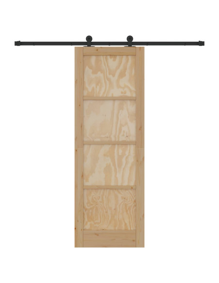 Porta scorrevole Naturale e Nero 73,5 x 211 cm