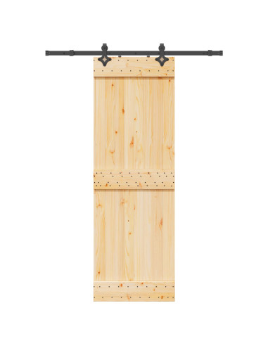 Porta scorrevole NARVIK Naturale e Nero 70 x 210 cm (152,5 cm)