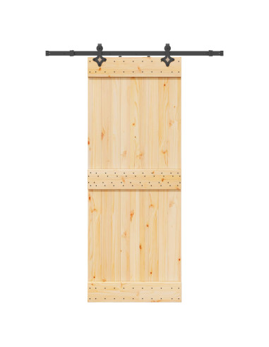 Porta scorrevole NARVIK Naturale e Nero 80 x 210 cm (152,5 cm)