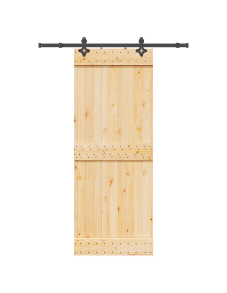 Porta scorrevole NARVIK Naturale e Nero 80 x 210 cm (152,5 cm)