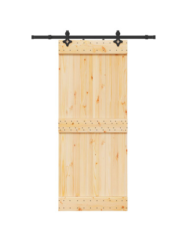 Porta scorrevole NARVIK Naturale e Nero 85 x 210 cm (152,5 cm)
