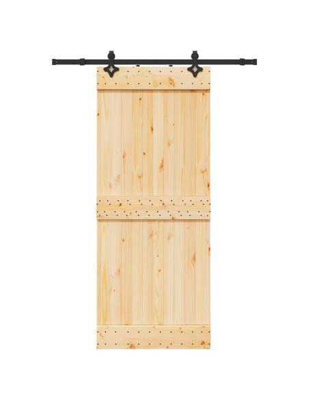 Porta scorrevole NARVIK Naturale e Nero 85 x 210 cm (152,5 cm)