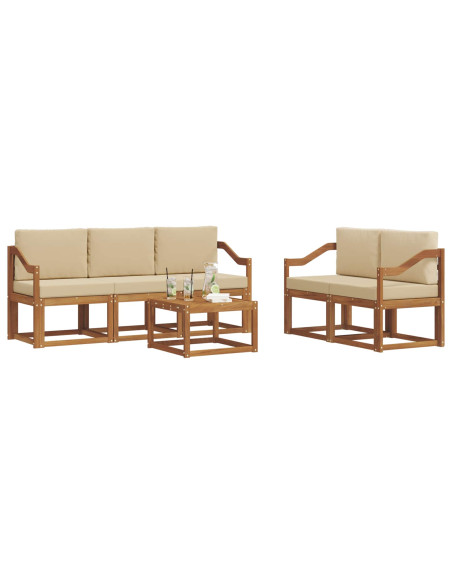 Set di divani da esterno con cuscino 6 pcs Naturale e Beige