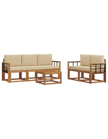 Set di divani da esterno con cuscino 6 pcs Naturale e Beige