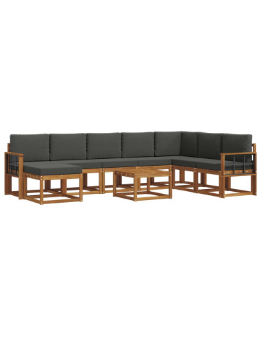 Set di divani da esterno con cuscino 9 pcs Naturale e Antracite