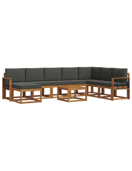 Set di divani da esterno con cuscino 9 pcs Naturale e Antracite