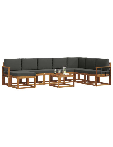 Set di divani da esterno con cuscino 9 pcs Naturale e Antracite