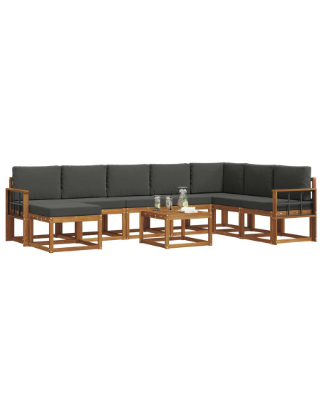 Set di divani da esterno con cuscino 9 pcs Naturale e Antracite