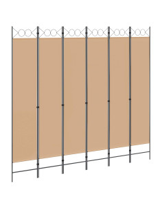 Divisore per Stanza a 6 Pannelli Beige 240 x 220 cm Tessuto 2