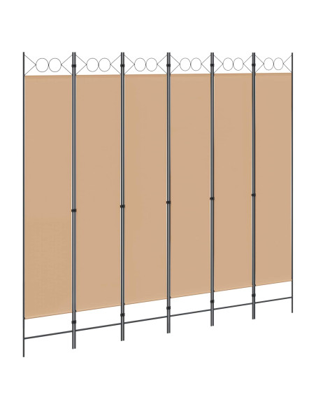 Divisore per Stanza a 6 Pannelli Beige 240 x 220 cm Tessuto
