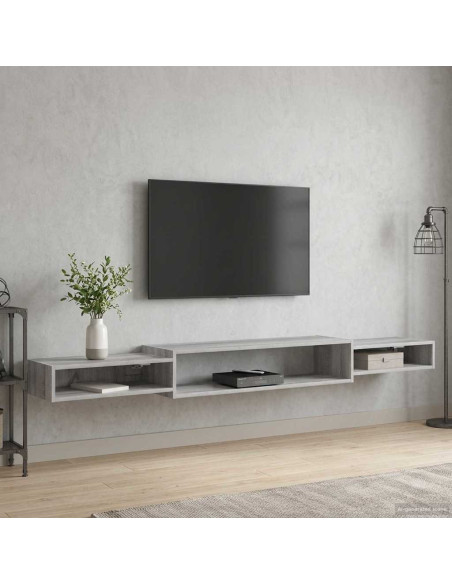 Mobile TV da Parete A parete Sonoma grigio 220 x 28 x 21 cm