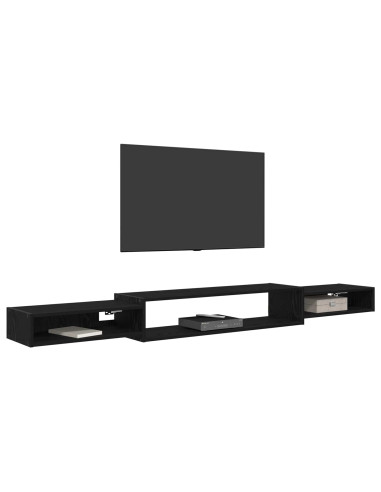 Mobile TV da Parete A parete Rovere Nero 220 x 28 x 21 cm