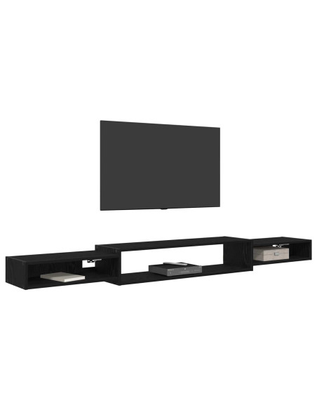 Mobile TV da Parete A parete Rovere Nero 220 x 28 x 21 cm