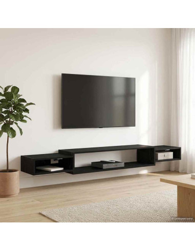 Mobile TV da Parete A parete Rovere Nero 220 x 28 x 21 cm