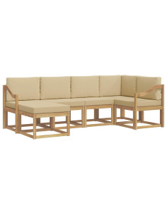 Set di divani da esterno 6 pcs Bianco e Beige Poliestere 2
