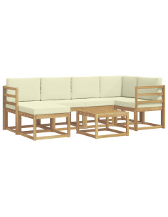 Set di divani da esterno con cuscino 7 pcs Bianco e Crema 2