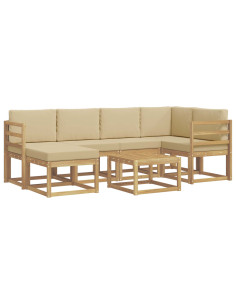 Set di divani da esterno con cuscino 7 pcs Bianco e Beige 2