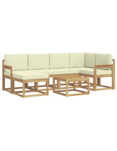 Set di divani da esterno con cuscino 7 pcs Bianco e Crema 2