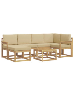 Set di divani da esterno con cuscino 7 pcs Bianco e Beige 2