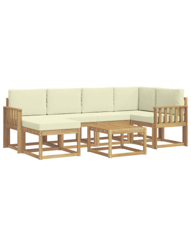 Set di divani da esterno con cuscino 7 pcs Bianco e Crema