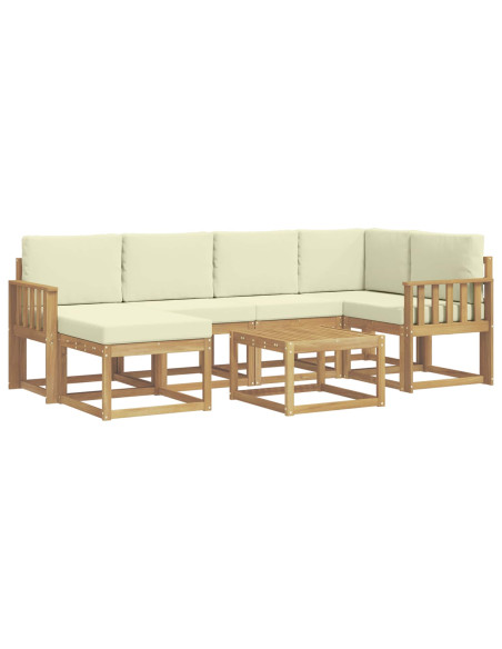 Set di divani da esterno con cuscino 7 pcs Bianco e Crema