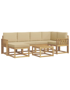 Set di divani da esterno con cuscino 7 pcs Bianco e Beige 2