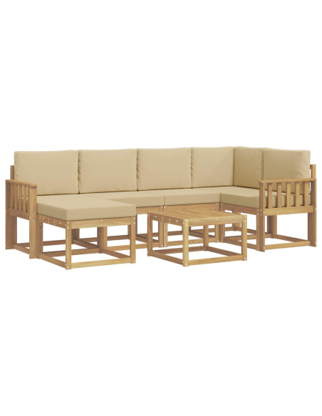 Set di divani da esterno con cuscino 7 pcs Bianco e Beige