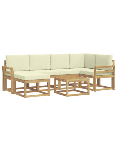 Set di divani da esterno con cuscino 7 pcs Bianco e Crema 2