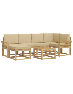Set di divani da esterno con cuscino 7 pcs Bianco e Beige 2