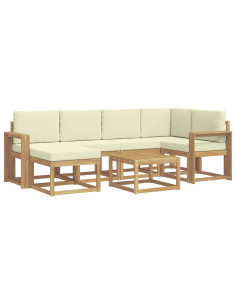 Set di divani da esterno con cuscino 7 pcs Bianco e Crema 2