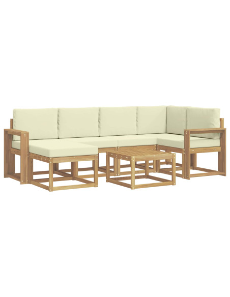 Set di divani da esterno con cuscino 7 pcs Bianco e Crema