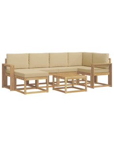 Set di divani da esterno con cuscino 7 pcs Bianco e Beige 2