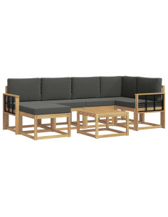 Set di divani da esterno con cuscino 7 pcs Bianco e Antracite 2
