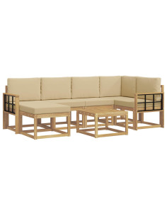 Set di divani da esterno con cuscino 7 pcs Bianco e Beige 2