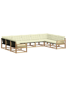 Set di divani da esterno con cuscino 9 pcs Bianco e Crema 2