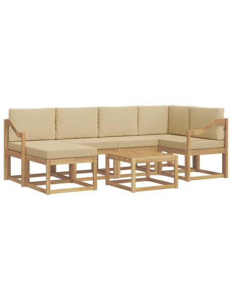 Set di divani da esterno con cuscino 7 pcs Bianco e Beige