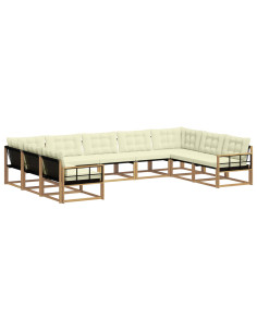 Set di divani da esterno con cuscino 9 pcs Bianco e Crema 2