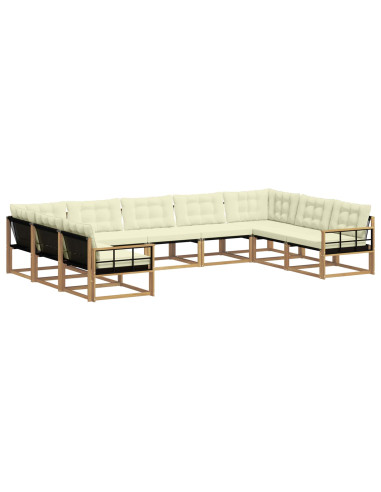 Set di divani da esterno con cuscino 9 pcs Bianco e Crema