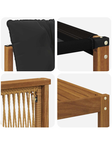 Set di divani da esterno con cuscino 5 pcs Naturale e Nero