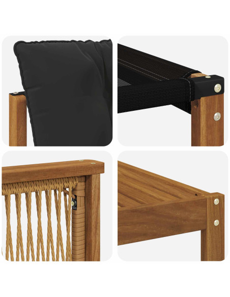 Set di divani da esterno con cuscino 5 pcs Naturale e Nero