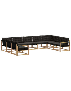 Set di divani da esterno con cuscino 9 pcs Bianco e Nero 2