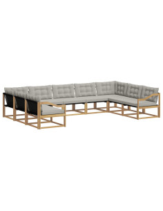 Set di divani da esterno 9 pcs Bianco e Grigio Chiaro 2
