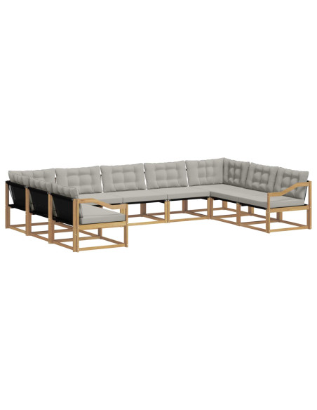 Set di divani da esterno 9 pcs Bianco e Grigio Chiaro