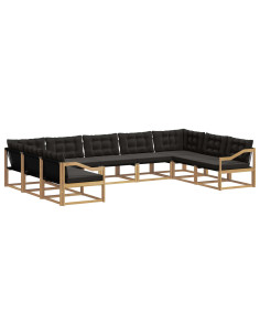 Set di divani da esterno con cuscino 9 pcs Bianco e Nero 2