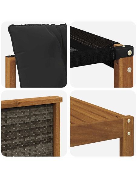 Set di divani da esterno con cuscino 6 pcs Naturale e Nero