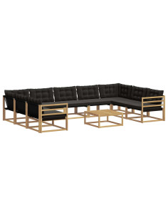 Set di divani da esterno con cuscino 10 pcs Bianco e Nero 2