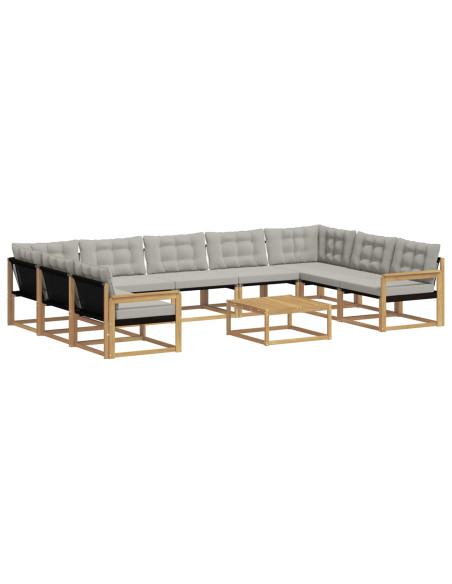 Set di divani da esterno 10 pcs Bianco e Grigio Chiaro