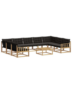 Set di divani da esterno con cuscino 10 pcs Bianco e Nero 2